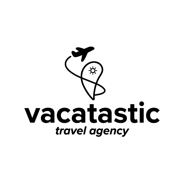 versions of vacatastic logo with beachy background