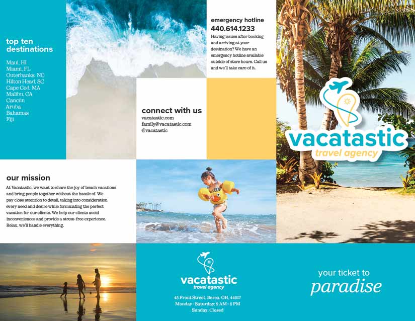 versions of vacatastic logo with beachy background