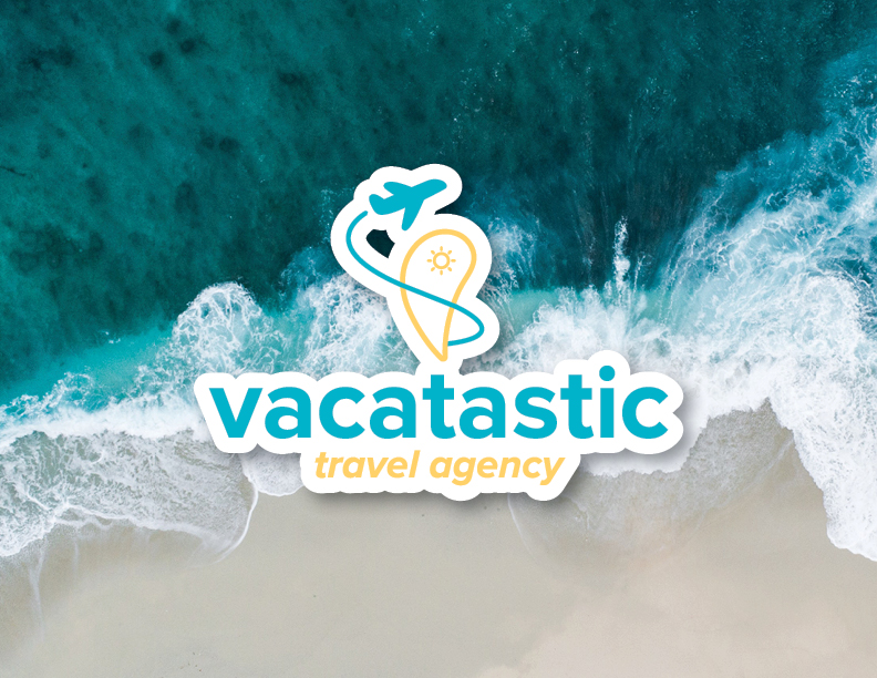 vacatastic logo with beach background